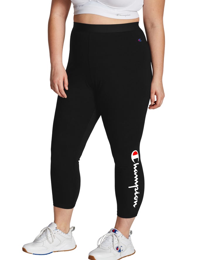 Champion Womens Leggings NZ - Plus Authentic Script Logo Black ( 3715-ELGNI )